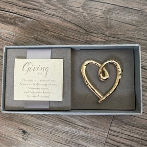 NWT!! gold heart pin with saying.